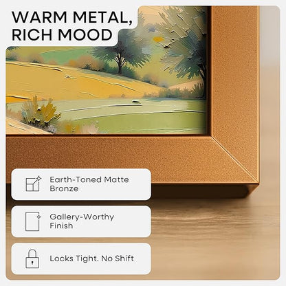 Homeforia A3 Picture Frame Bronze, High End Metal 11.7 x 16.5 inch Brass Poster Frames with Mat 8.3 by 11.7 Print, A3 Size Frames Matted to A4 Photo, 11.7by16.5 Hanging Frame, Tempered Glass, Set of 3