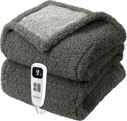 Heated Blanket Electric Blanket Full - Fast Heating Blanket Throw Double Sided Sherpa Ultra Soft Cozy with 10 Heating Levels & 2-10 Hours Auto Off, Mashine Washable, 72 x 84 Inches, Grey