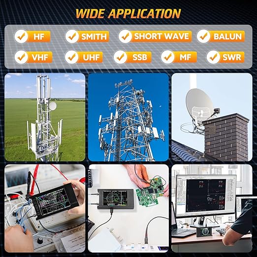 Upgraded NanoVNA 50kHz-6.3GHz Vector Network Analyzer, Seesii 4 inch Antenna Analyzer with MicroSD Slot, Support Data Storage,Measure S Parameters HF VHF UHF SWR Phase Delay Smith Chart