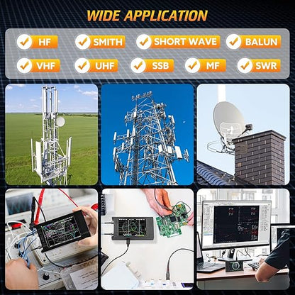 Upgraded NanoVNA 50kHz-6.3GHz Vector Network Analyzer, Seesii 4 inch Antenna Analyzer with MicroSD Slot, Support Data Storage,Measure S Parameters HF VHF UHF SWR Phase Delay Smith Chart