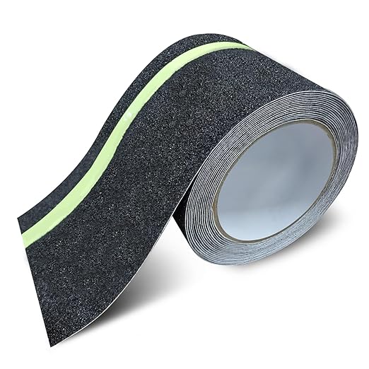 Huakaile Glow in The Dark Tape Anti Slip Grip Tape, 3.93" x 16.4Ft Luminous Reflective Tape, Waterproof Non Skid Traction Tape Strips for Outdoors Steps Indoor Stairs Treads Ladder Floor