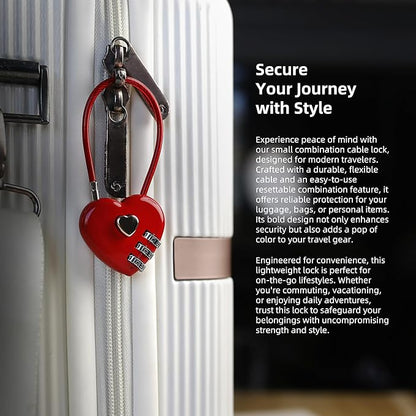 Small Combination Padlock, Cable Locks with Combination, Cute Padlock with Number, Combo Cable Lock for Luggage, Suitcase, Gym Locker, Backpack Zipper, Bag, Toolbox, Helmet, Travel Safe