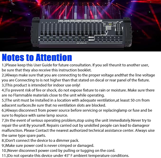DJ Controller 384CH Fog DMX-512 DJ Controller Support 30 Banks 8 Scenes 24 fixtures Stage Lighting Console for Program Editing of DJ Lights Show Bar Club Live