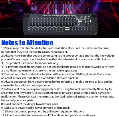 DJ Controller 384CH Fog DMX-512 DJ Controller Support 30 Banks 8 Scenes 24 fixtures Stage Lighting Console for Program Editing of DJ Lights Show Bar Club Live