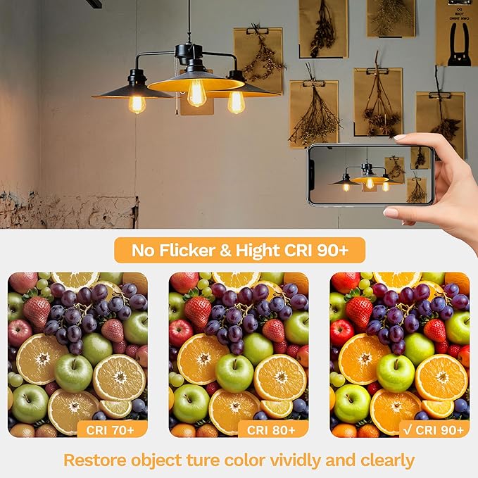 Edison Bulbs E26 Medium Base 2700K Soft White, 750LM ST58 Vintage LED Filament Bulb Clear Glass, Equivalent 75W Dimmable Lights Bulb 90+ CRI for Chandeliers, Pendants, Wall Sconces, 3 Pack