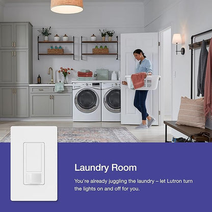 Lutron Maestro Motion Sensor Light Switch Indoor for Bathroom, Garage, Laundry Room, Closet, Occupancy Sensor Light Switch, Single-Pole, No Neutral, MS-OPS5M-GR