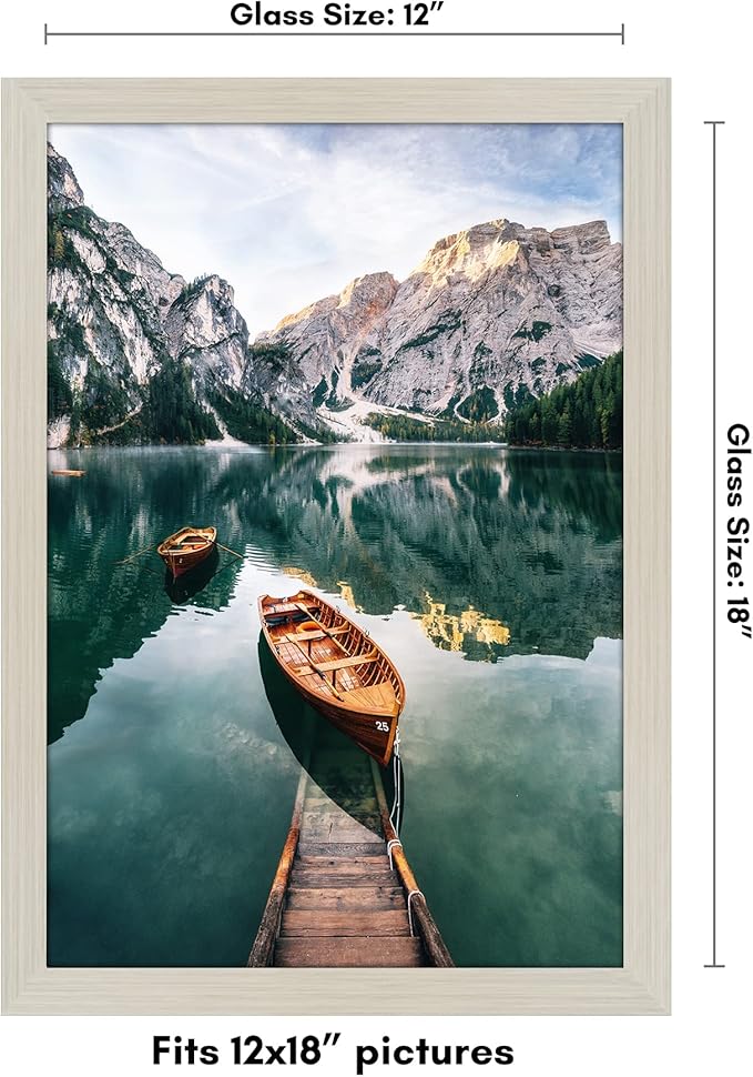 Americanflat 12x18 Poster Frame with Shatter-Resistant Glass - Signature Collection - Gallery-Style Frames Made of Engineered Wood - Photo Frame for Wall Display - Light Wood