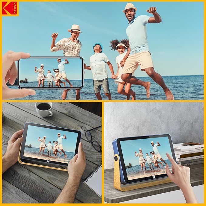 Kodak WiFi Digital Picture Frame 10.1 inch with 16GB Built-in Memory,4000mAh Battery,1280 * 800 Touch Screen Cloud 2.4GHz WiFi, Auto-Rotate, Kodak APP, Gift for Friends Family(Blue, 10 inch)