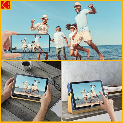 Kodak WiFi Digital Picture Frame 10.1 inch with 16GB Built-in Memory,4000mAh Battery,1280 * 800 Touch Screen Cloud 2.4GHz WiFi, Auto-Rotate, Kodak APP, Gift for Friends Family(Blue, 10 inch)