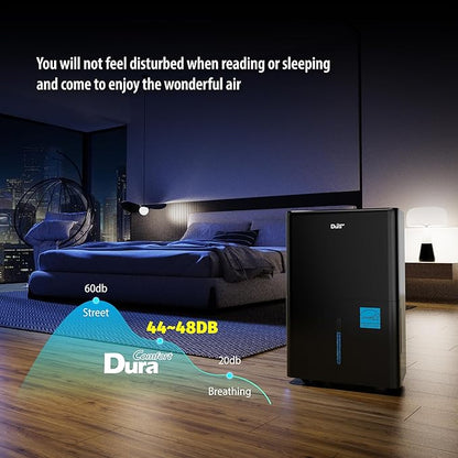 DuraComfort 50 Pint Dehumidifier, Built-in Pump, 4500 Sq Ft Coverage, Energy Star, Black