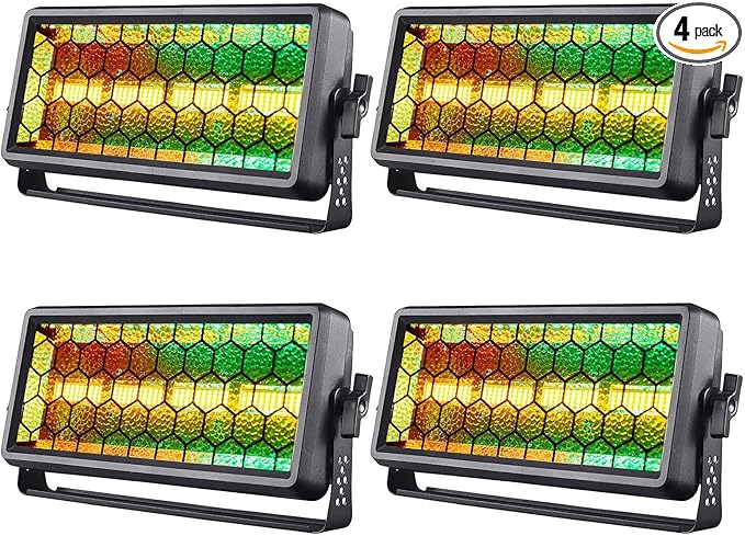 Retro Stage Light 120W - 4 COB + 36 RGB LED Wall Washer Bar DMX512,Uplights for Events, Monochrome/Mixed Colors for DJ Concert, Wedding Halloween Party, Xmas, Club 4PACK