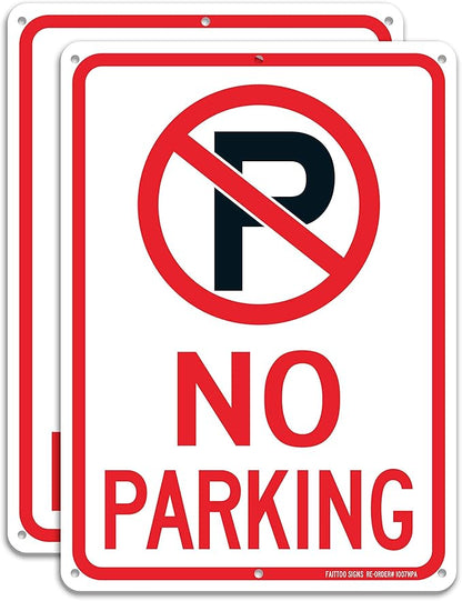 (2 Pack) No Parking Sign with Symbol Sign, 10 x 7 Inches Reflective .40 Rust Free Aluminum, UV Protected, Weather Resistant, Waterproof, Durable Ink, Easy to Mount