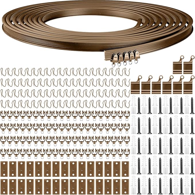 Jetec Curtain Tracks Ceiling Flexible Curtain Track Bendable Rail Curved Wall Mounted for Living Room Bedroom Divider Rod RV(10 Meter/ 32.8 Feet,Brown)