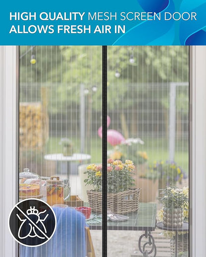 Flux Phenom Magnetic Screen Door Mesh 38x82 Inch – Easy Install, Strong Magnet Strength, Self-Sealing Mesh, Pet Tested, Hands-Free Entry, Doors Screen Magnetic Closure, Keeps Bugs Out - Gray