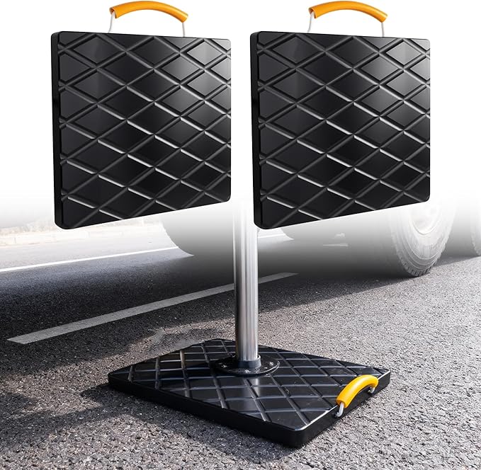 Trailer Stabilizer Pads (2 Pack), UHMWPE 12 X 12 X 1 inchs Non-Slip Rv Jack Pads Camper Outrigger Pads with Handle, Heavy Duty Stabilizing Blocks for Truck/Trailer/Crane