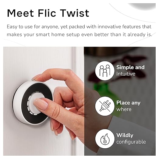 Flic Twist | Smart Home Controller | Works with Matter, Alexa, SmartThings Through Any Flic Hub (White)