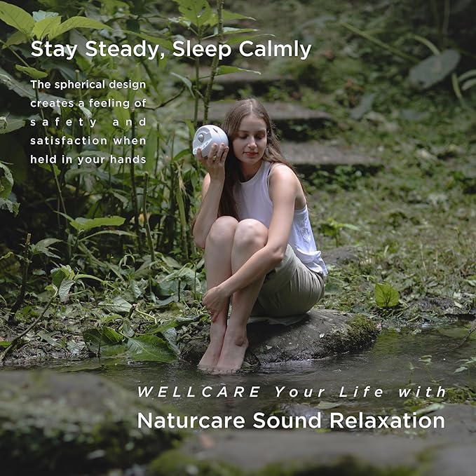 WELLCARE-Naturcare Sound Relaxation, White Noise, 7 Nature Sounds, Sleep Sound Machine, Calm Infants, for Baby, Kids, Adult. Stepless Volume, Timer, Powered by Adapter(Incl.) or Batteries(Not Incl.)