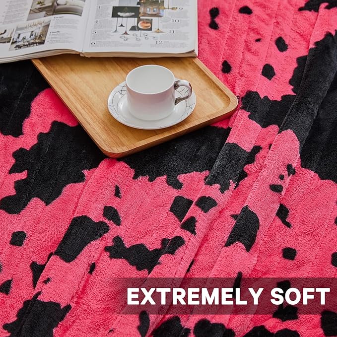 Cow Print Electric Heated Blanket Queen Size,84X90 Pink Heating Blanket Queen with Dual Control&Timer&10 Heat Levels,Highland Cow Decor Fleece Sherpa Blankets Warmer Gifts for Bed Women Adults