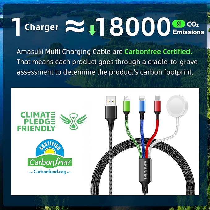 Travel Essentials,4 in 1 for Apple Watch Charger/iPhone Charger/Multi Charging Cable,Vacation RV Camping Essentials,USB C/L/Micro Portable Charger for iWatch 11-1/iPhone 17-12,Car&Gift-4FT
