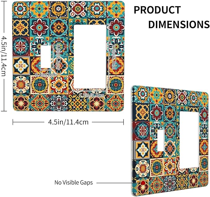 Outlet Covers Mexican Talavera Colorful Mosaic Tiles 1 Toggle 1 Rocker Combination Decorative Wall Plate Electrical Switch Plates Light Switch Cover Plate For Bathroom Kitchen Decor
