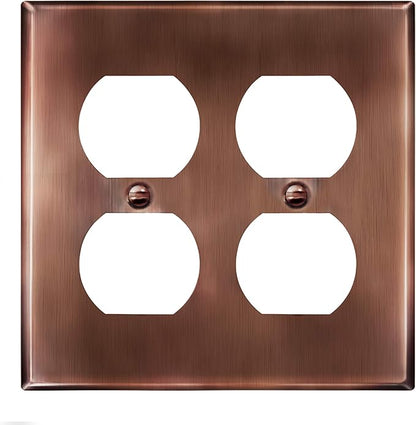 ENERLITES Antique Copper Double Duplex Receptacle Metal Wall Plate, Outlet Cover, Corrosion Resistant, Standard Size 2-Gang 4.50" x 4.57", Stainless Steel 201, 7722-AC