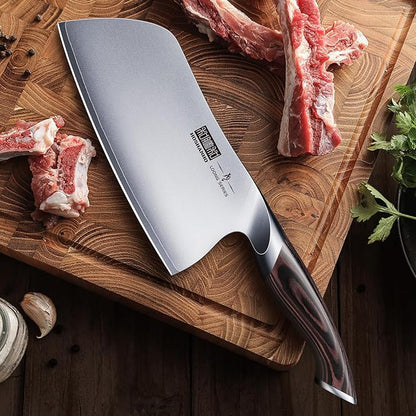 HOSHANHO 7 Inch Butcher Knife, Japanese High Carbon Steel Heavy Duty Meat Cleaver Knife, Professional Bone Cleaver Knife Suitable for Home Kitchen & Restaurant