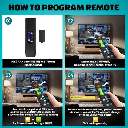 Big Button Universal TV Remote (Black) Simple Easy to Use, Great for Seniors, Works with Major TV Brands (2xAAA Batteries Not Included)