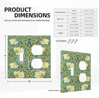 Wallplates William Morris Vintage Floral Yellow Flowers Green Leaf 1 Toggle 1 Duplex Switch Plate Electrical GFCI Faceplate Decorative Light Switch Covers for Bedroom living Room Decor