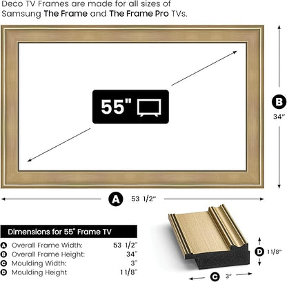 Champagne 55" Premiere Deco TV Frame - Compatible ONLY with Samsung The Frame TVs (Fits 2021-2025, LS03A, LS03B, LS03C, LS03D, LS03FA)