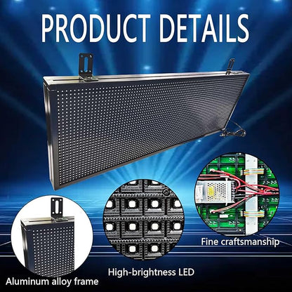 HS Programmable Scrolling Led Sign, Outdoor Digital Display Messsage Board, Full Color High Brightness WIFI Control,Text Customable, for Business Store Restaurant Public(P10 39''x14'')