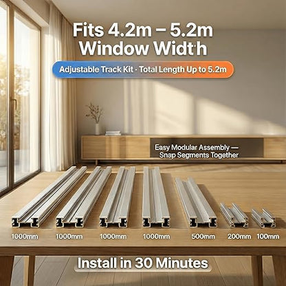 Smart Electric Curtain Motorized Track, Compatible with Alexa Google Assistant & Siri, Tuya App Remote Control, Adjustable to 5.2m(204 inch) for Living Room & Bedroom