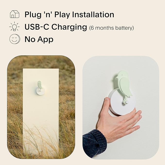 Birdie 2.0 - Design Indoor CO2 Monitor - Air Quality Meter for Home & Office - Promotes Mental & Physical Health - Modern Interior Decor - Reducing Health Risks with Clean Air (Meadow, FullBirdie)
