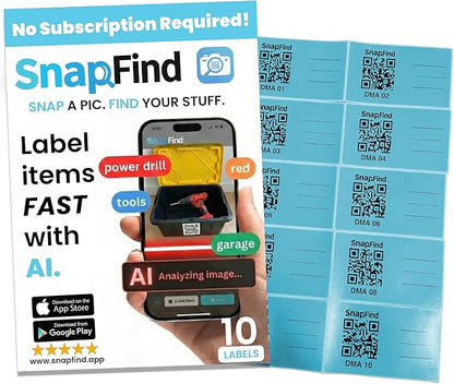 Smart QR Code Labels – AI Auto-Labeling, No Typing! Storage Bins & Moving Containers – iOS & Android App – 10 Stickers (3" x 5") (Blue)