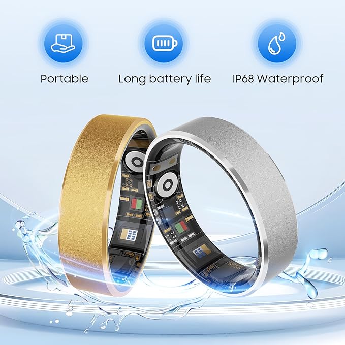 Smart Health Ring, Featuring Stress and Sleep Monitoring Functions, Compatible with iOS and Android, Waterproof Fitness Tracker for Women & Men, No Subscription Fee. (Silver, 9)