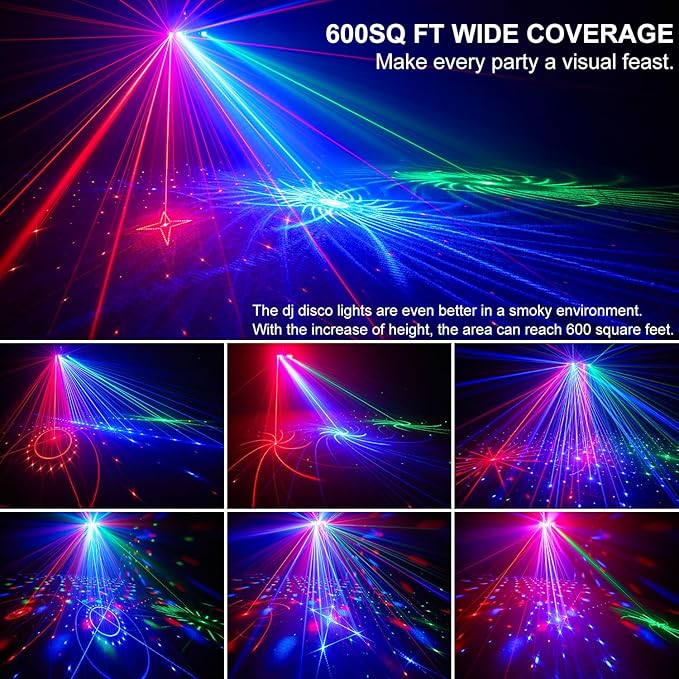 7 in 1 Dj Disco Ball Party Lights with DMX512 and Sound Activated LED Strobe Stage Lighting Show for Parties Indoor Dance Dj Party Karaoke Bars Clubs Christmas Halloween Decorations