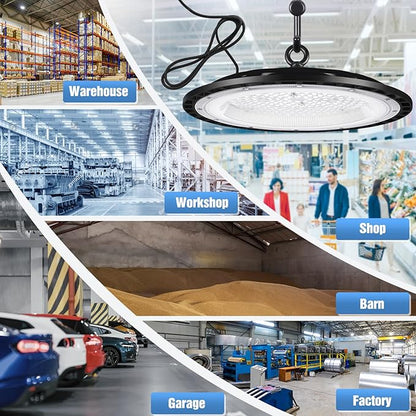 6 Pack 200W UFO Led High Bay Light Fixture,120VAC,30800LM,5000K Daylight Commercial Shop Bay Lighting,[850W MH/HPS Equiv.] US Plug Area Lighting for Warehouse/Barn/Gym/Factory/Workshop