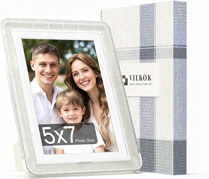 5x7 Picture Frame, Clear Acrylic Photo Frame with White Mat for 4x6 Photos, One-Piece Shatterproof Tool-Free Design, UV-Resistant Waterproof Tabletop Frame for Home Office Decor with 10-Year Warranty