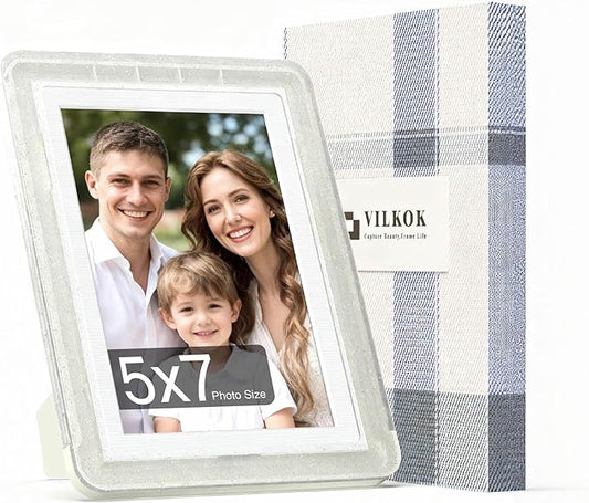 5x7 Picture Frame, Clear Acrylic Photo Frame with White Mat for 4x6 Photos, One-Piece Shatterproof Tool-Free Design, UV-Resistant Waterproof Tabletop Frame for Home Office Decor with 10-Year Warranty