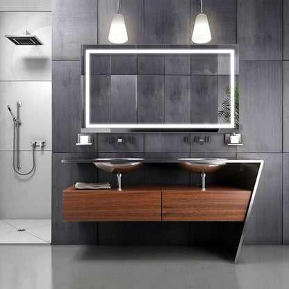 Krugg | Large 54 Inch X 24 Inch LED Bathroom Mirror | Lighted Vanity Mirror Includes Dimmer & Defogger | Wall Mount Vertical or Horizontal Installation