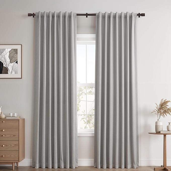 Bronze Aluminium Curtain Rods for Windows,1 Inch Adjustable Curtain Rod 72-144,Heavy Duty Drapery Rods with Thicken Bracket,Decorative Modern Single Rod with Aluminium Finials