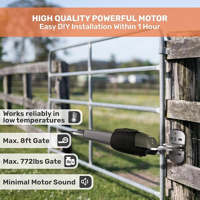 TMT Mastiff 400 Dual Automatic Gate Openers Up to 8ft and 772lb Heavy Duty Swing Gate, Gate Openers with Remote Complete Kit, Electric Gate Opener for Driveway with Powerful Motor (APP Compatible)