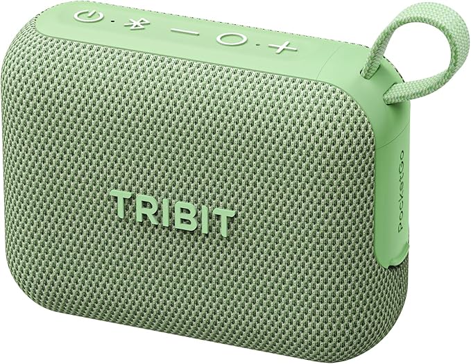 Tribit PocketGo Portable Bluetooth Speaker, 20H Playtime, IP68 Waterproof/Dustproof, Wireless, BT6.0, Shower, Powerful Sound, Custom EQ, TWS, Support TF Card, Floatable, Type-C, Travel/Home (Green)