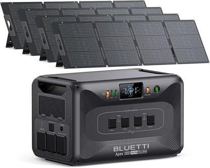 BLUETTI Apex 300 Solar Generator (2025 New) with 4 200W Solar Panels, 2764.8Wh LFP Battery Backup with 6 3840W AC Outlets (7680W Surge), 120V/240V Dual Voltage, Ideal for Camping and Off-Grid Living