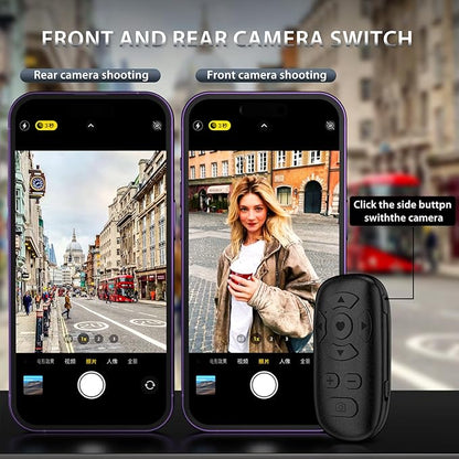 TikTok Scrolling Remote Control for iPhone and Android Smartphones, Bluetooth Page Turner for Kindle App, Camera Photo and Video Clicker for iPhone, and Samsung Neck Strap Included.(Black)