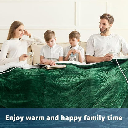 Heated Electric Blanket King Size - 90" x 100" Heating Blanket with Dual Control, 10 Heating Levels & 8 Hours Auto Off, Soft Warm Flannel Blanket, Christmas Birthday Gifts for Senior Grandma