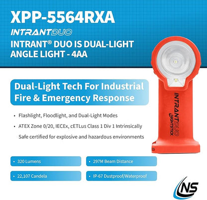 Nightstick XPP-5564 Intrant® Duo Intrinsically Safe Turbo Dual-Light Angle Light - 4 AA