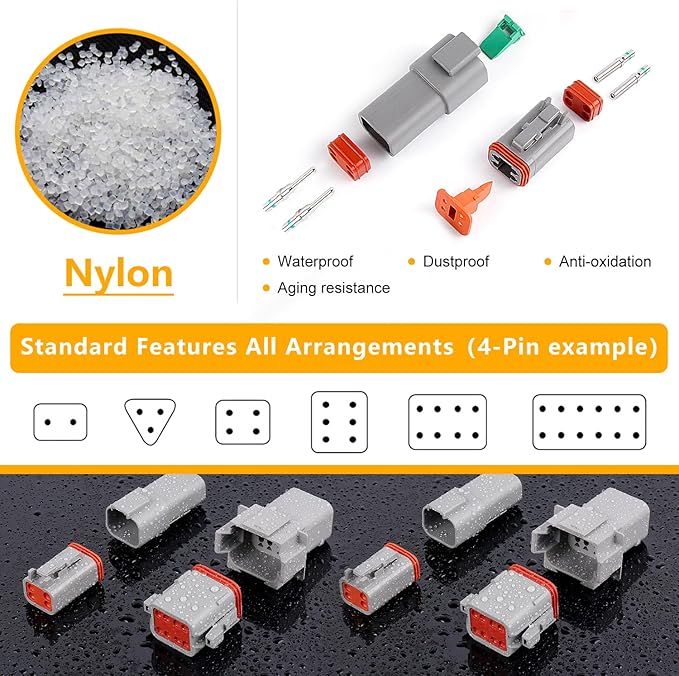 Knoweasy 540PCS Deutsch DT Connectors Kit with KN16 Deutsch Crimper- Automotive Electrical Connector,2/3/4/6/8/12 Pin DT Connectors with Removal Tool for Construction, Truck, Marine