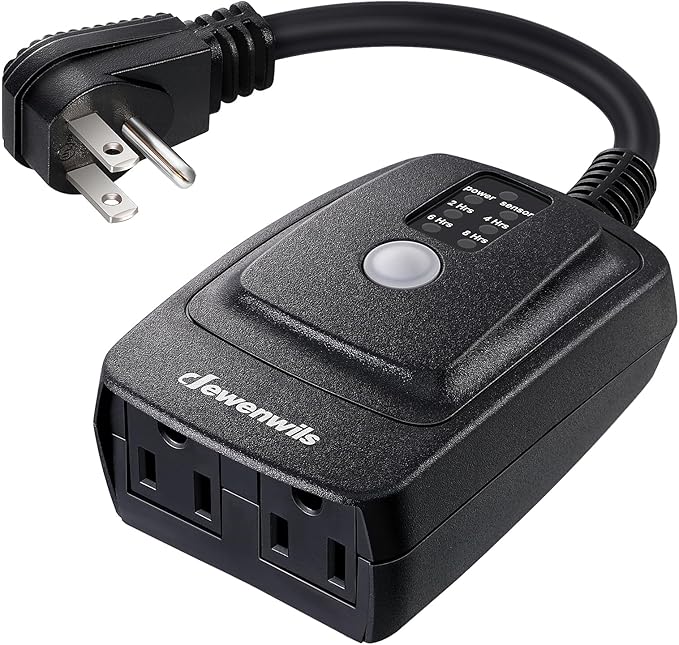 DEWENWILS Outdoor Timer for Lights, Waterproof Outlet Timer with 2 Grounded Electrical Outlets, for Christmas, 15A 1/2HP, UL Listed