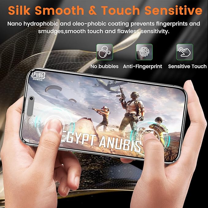 4+4 Pack Privacy Screen Protector for iPhone 15 Pro Max 6.7-Inch with 4 Pack Camera Lens Protector, Anti Spy Tempered Glass Film 9H Hardness Case Friendly