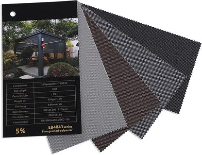 ZSHINE Hard-Wired Outdoor Weatherproof Motorized Patio Roller Shades Remote Control for Porch Balcony Customized Size (Fabric Swatch)